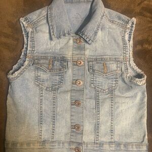 Denim Sleeveless Kids Vest with Button Closure